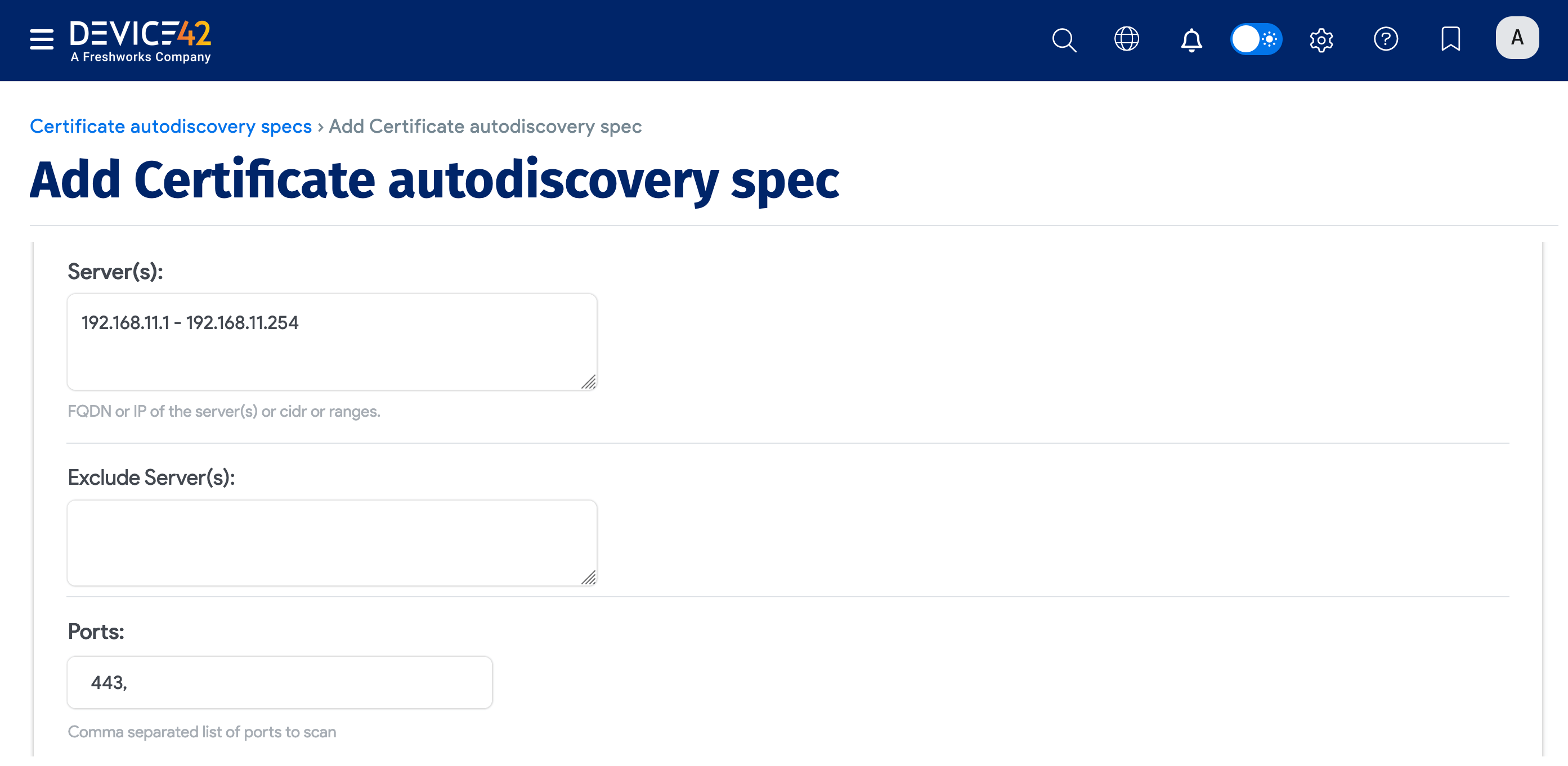 Add new certificate autodiscovery job