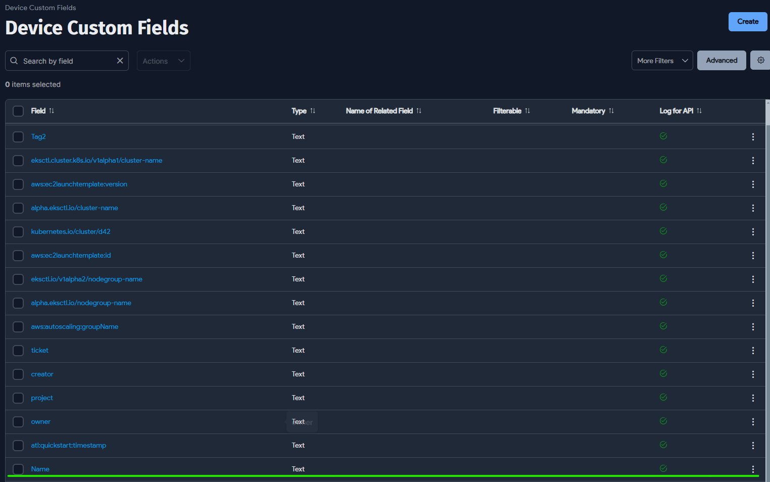 Create a Device custom field