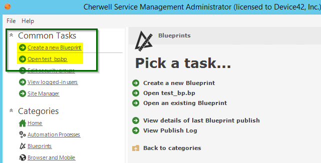 Create new or Open Blueprint