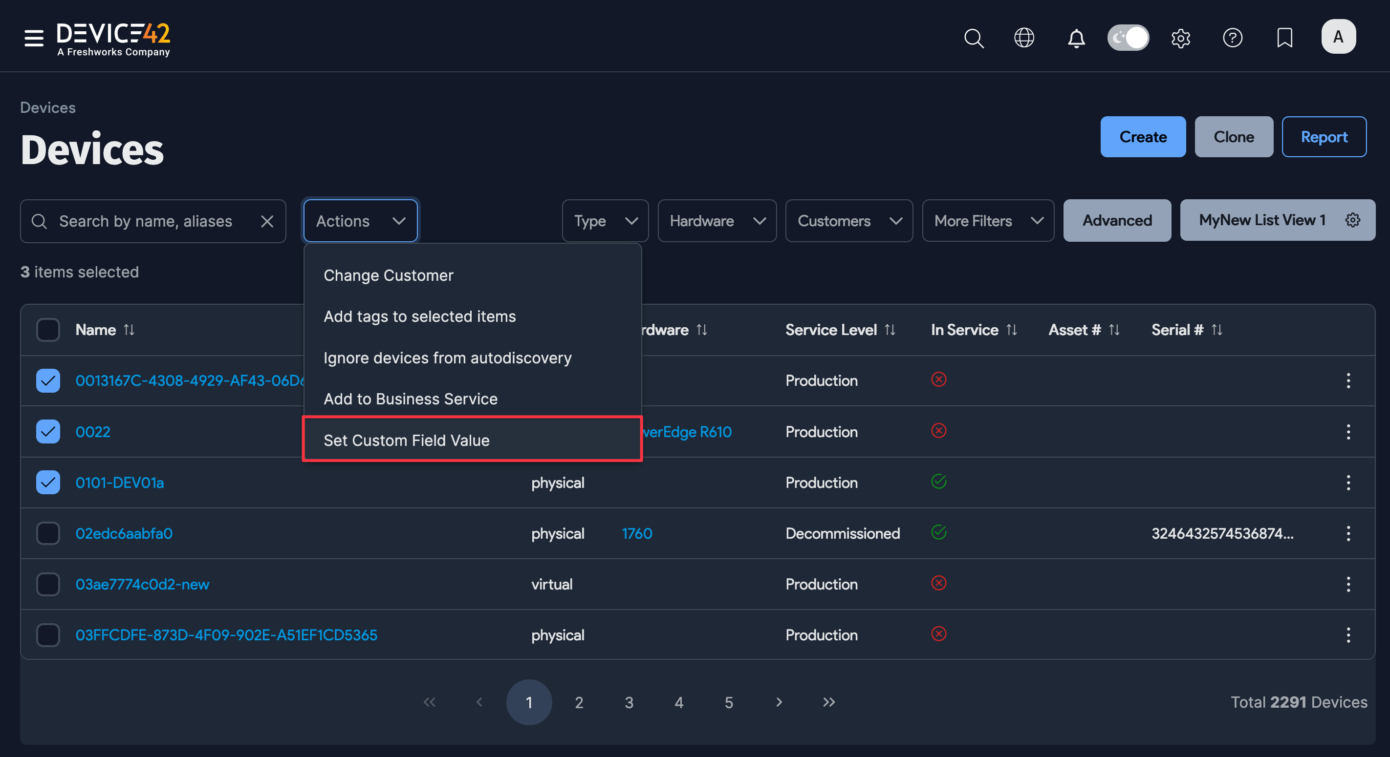Custom field bulk actions