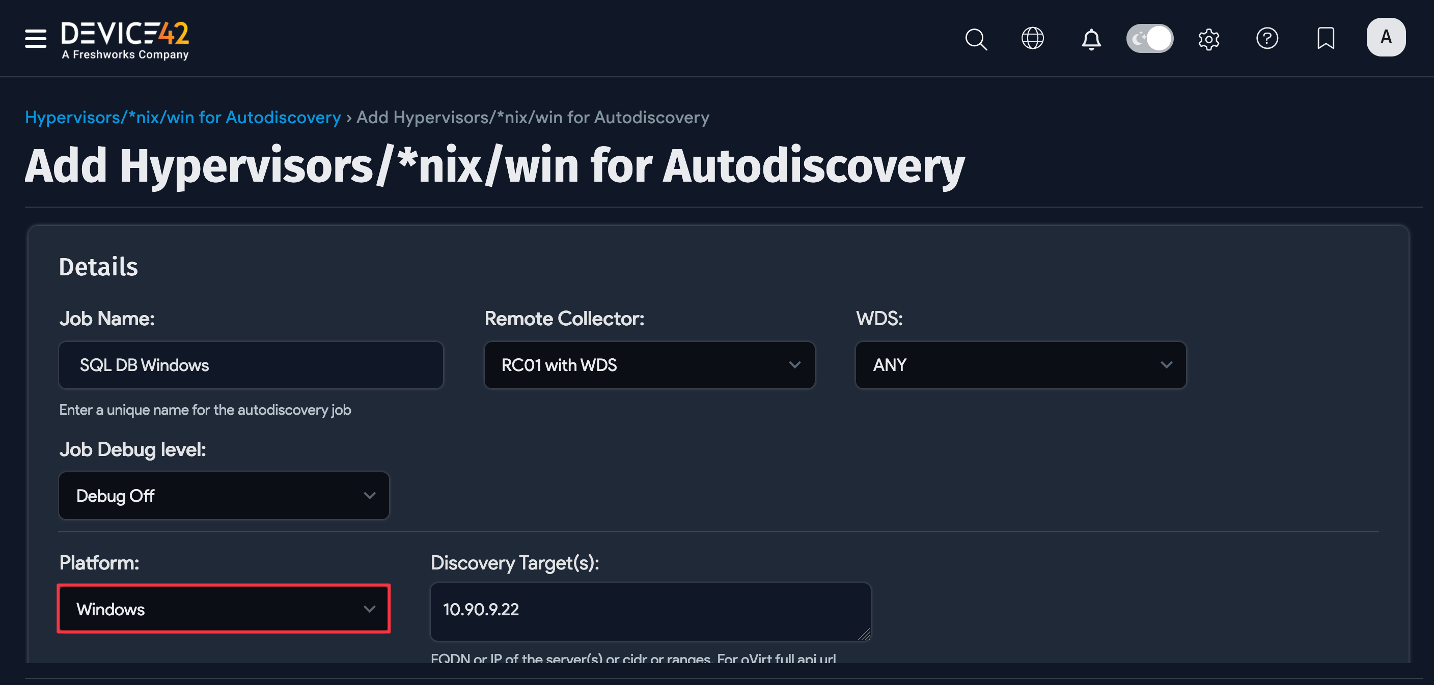 MS SQL discovery job