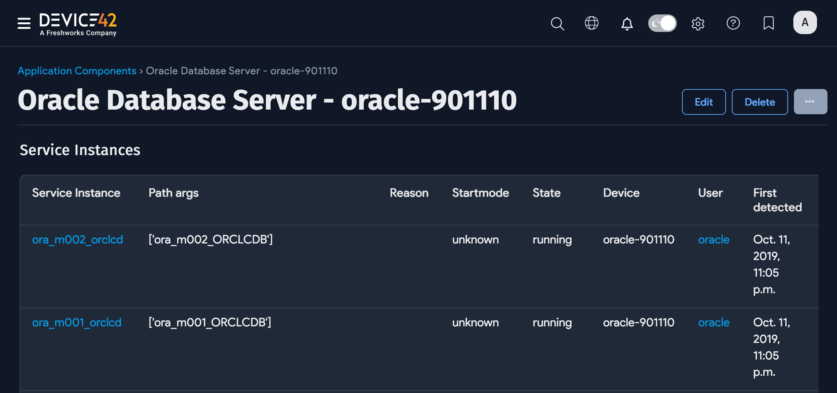 Oracle Service Instances