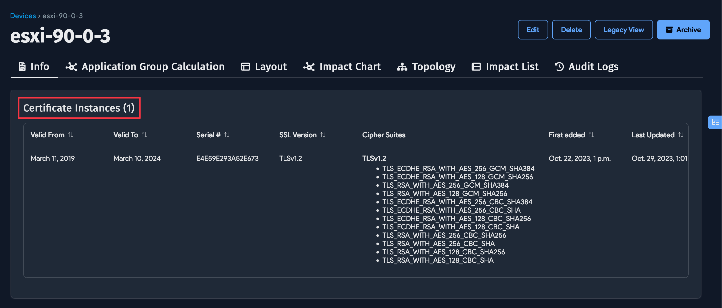 Certificate Instances
