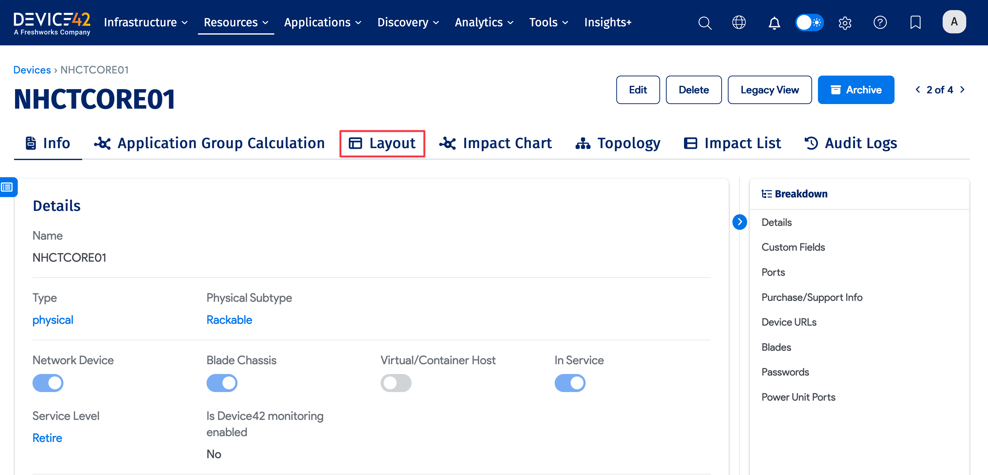 Device Layout button