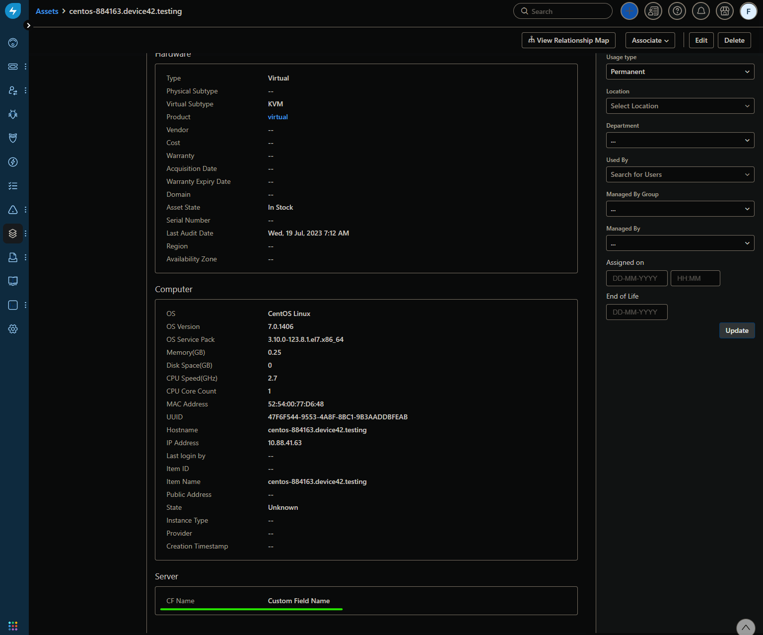 Custom field in Freshservice