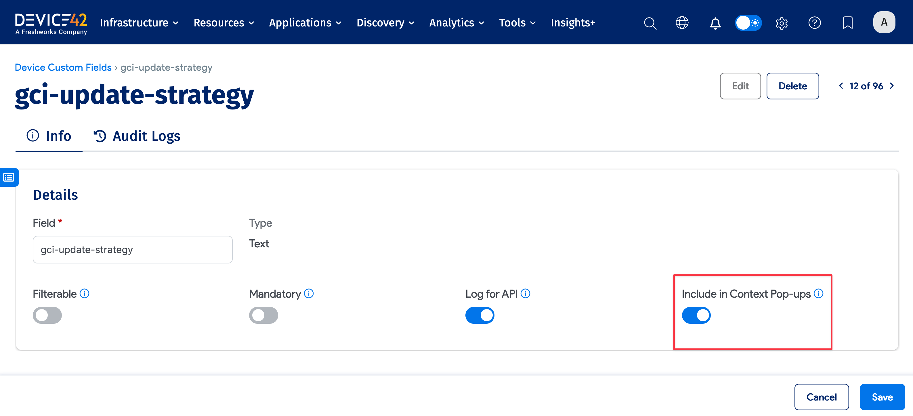 Include in Context Pop-ups