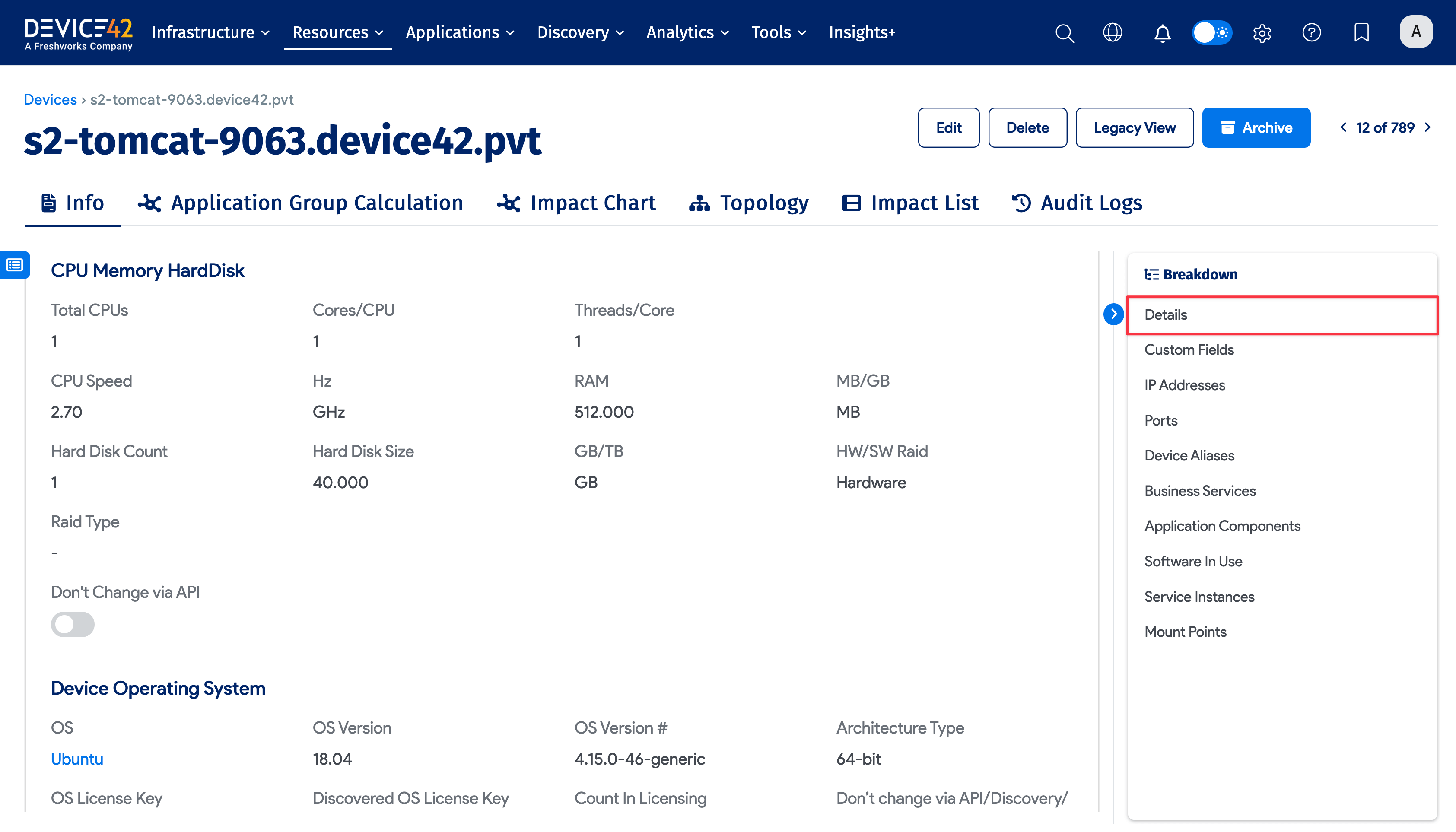 Virtual device details