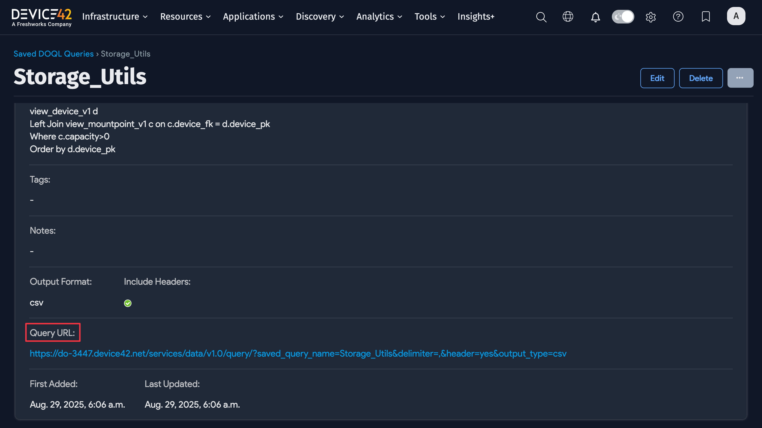 View saved DOQL Query
