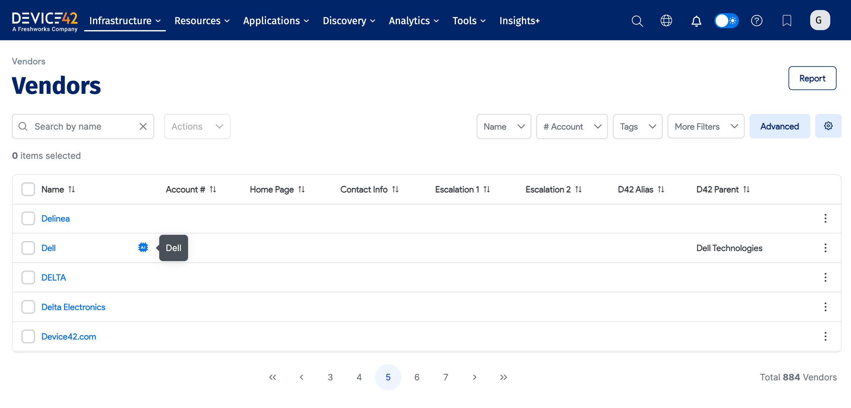EnrichAI symbol on Vendor list page