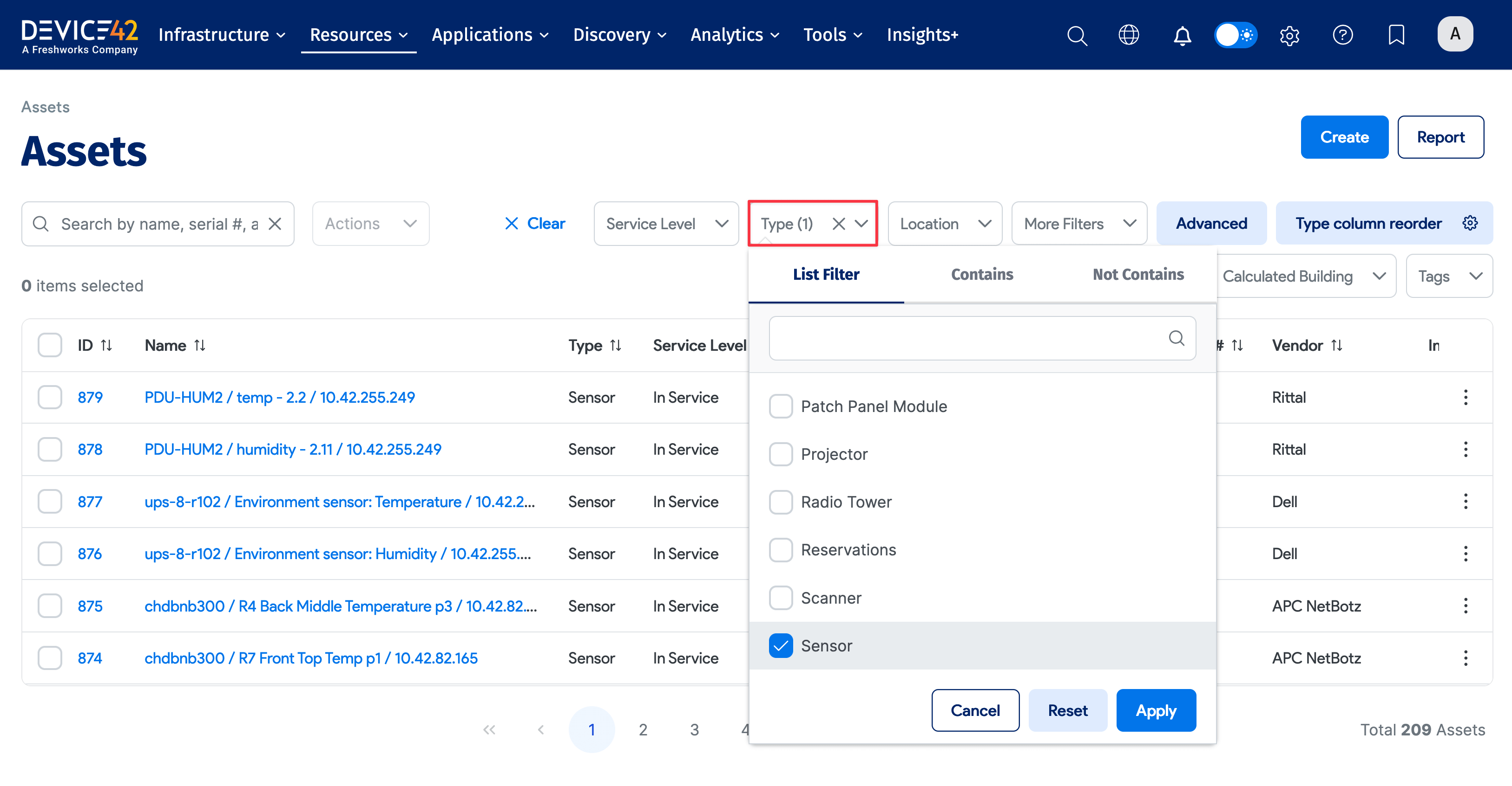 View discovered sensors