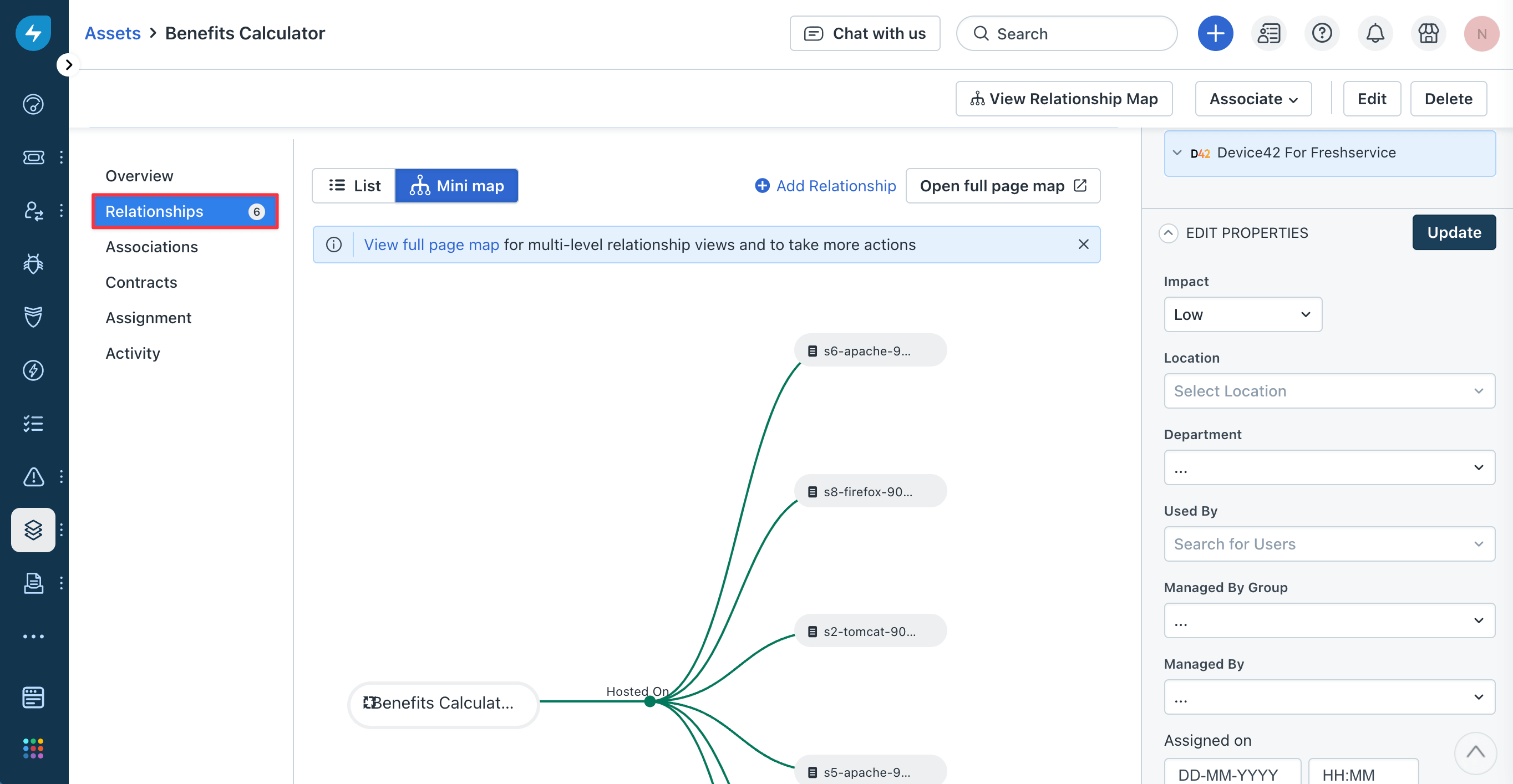 Business Service Relationships in Freshservice