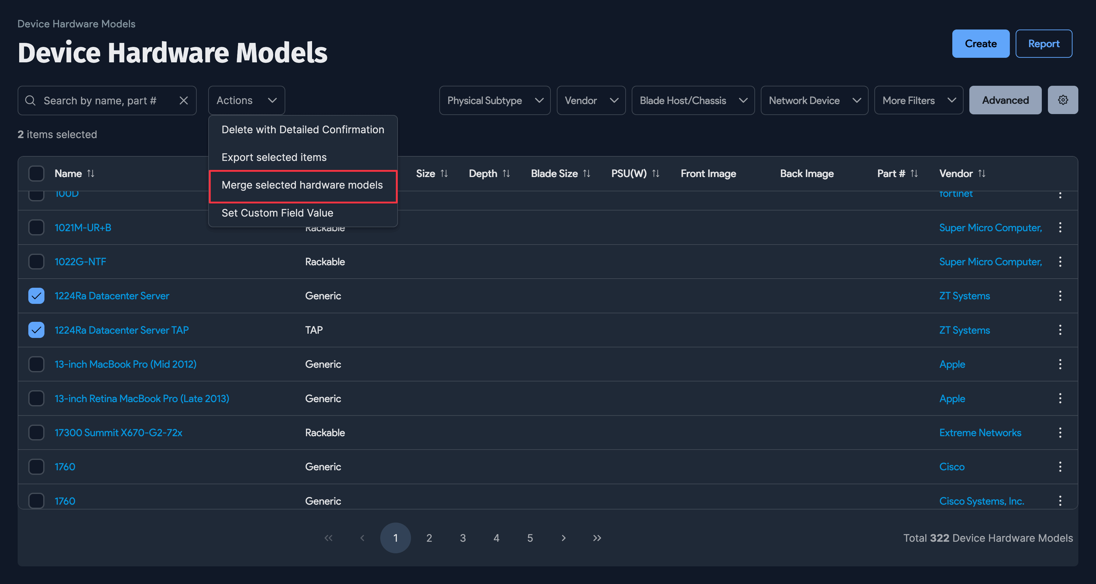 Hardware Model merge action