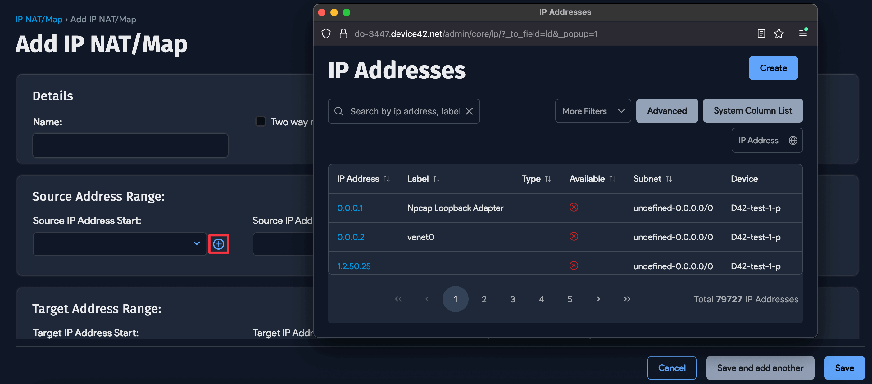 Select IP address