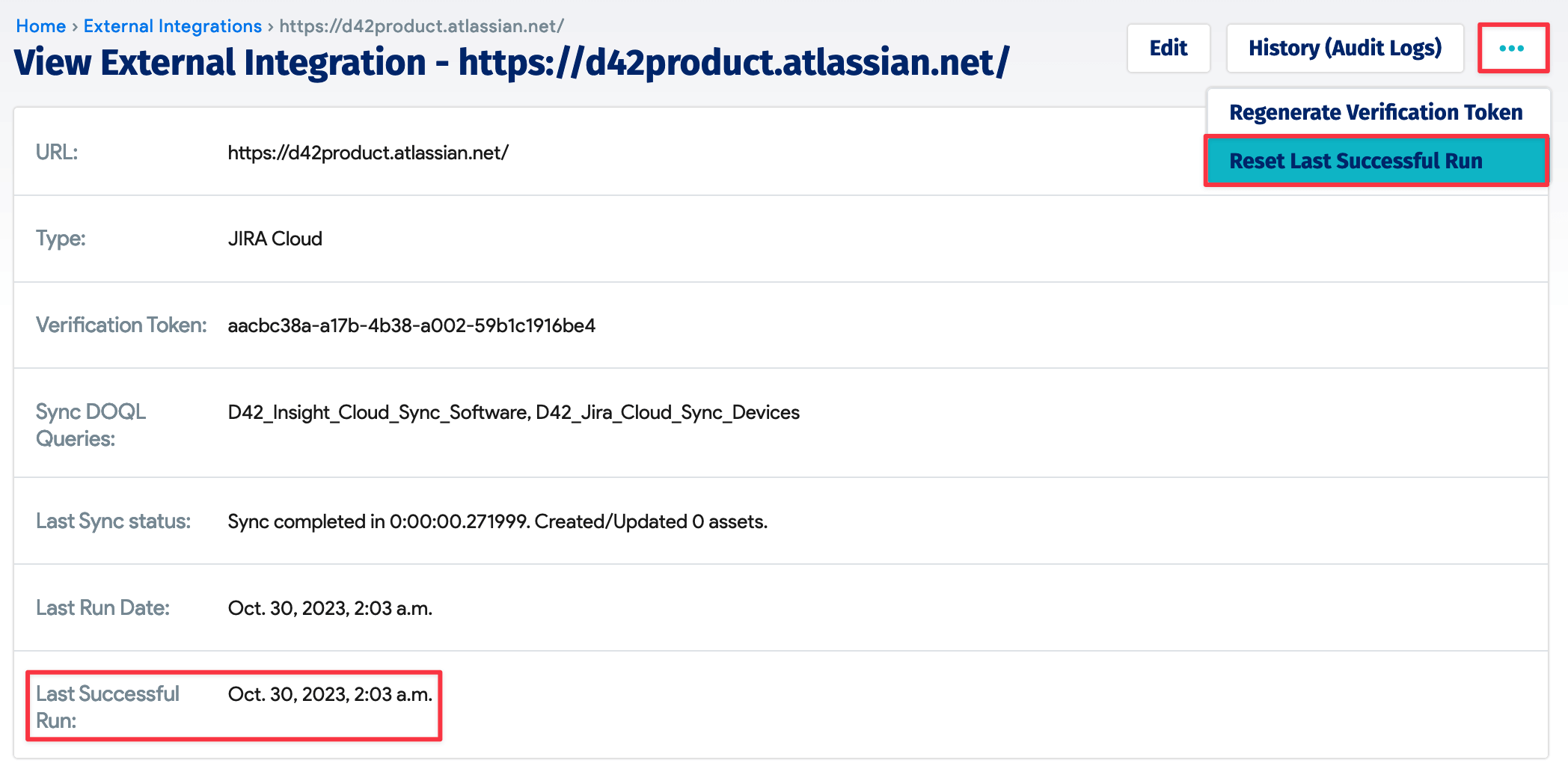 Reset the last successful sync