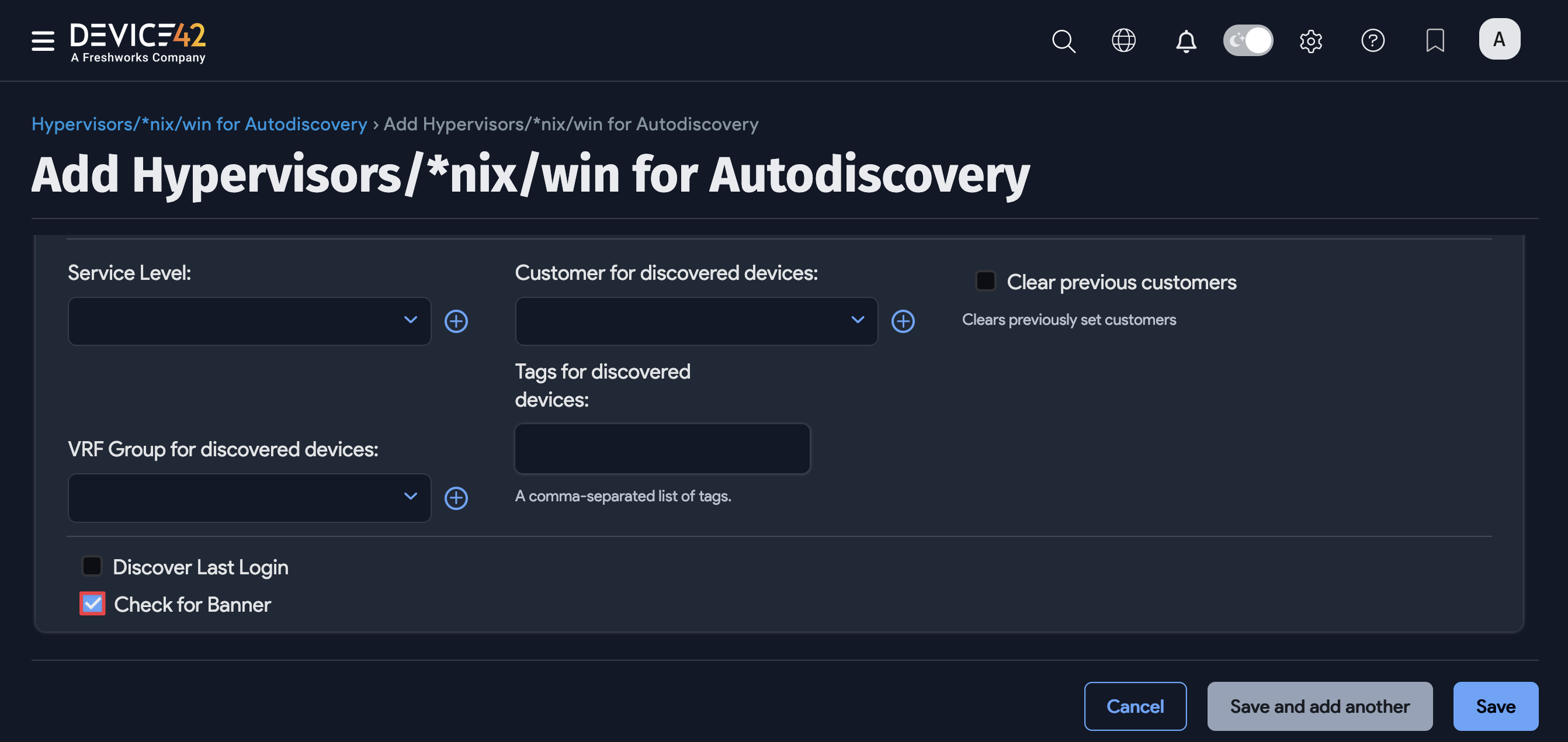 Check for Banner option