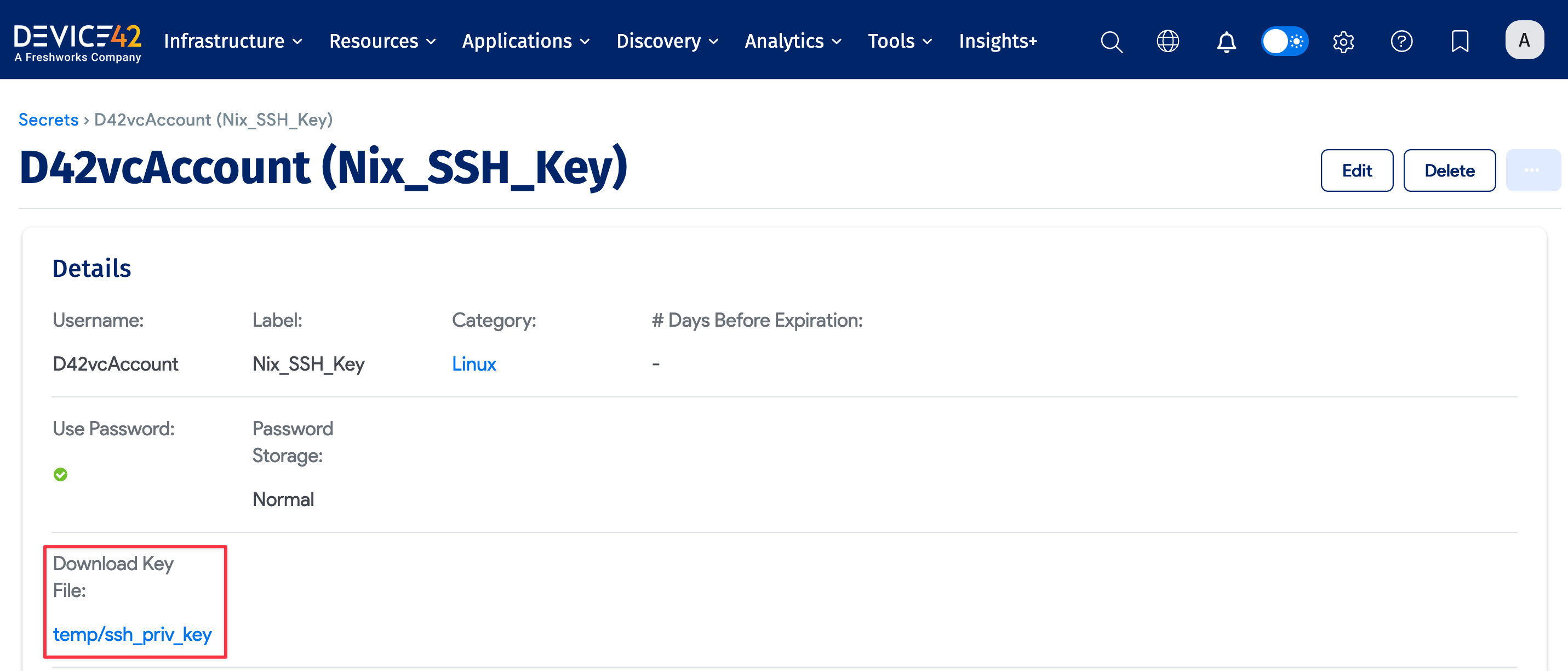 Download key file from Secret