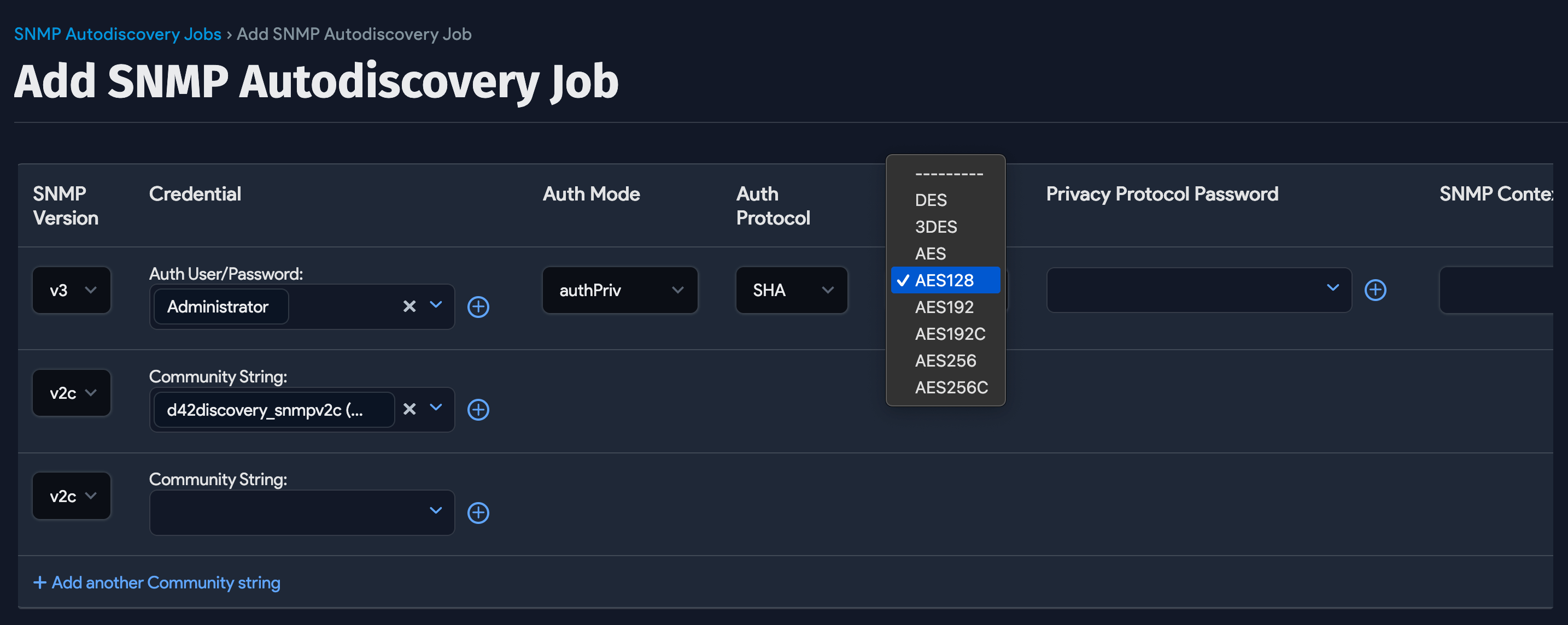 Move SNMP credentials