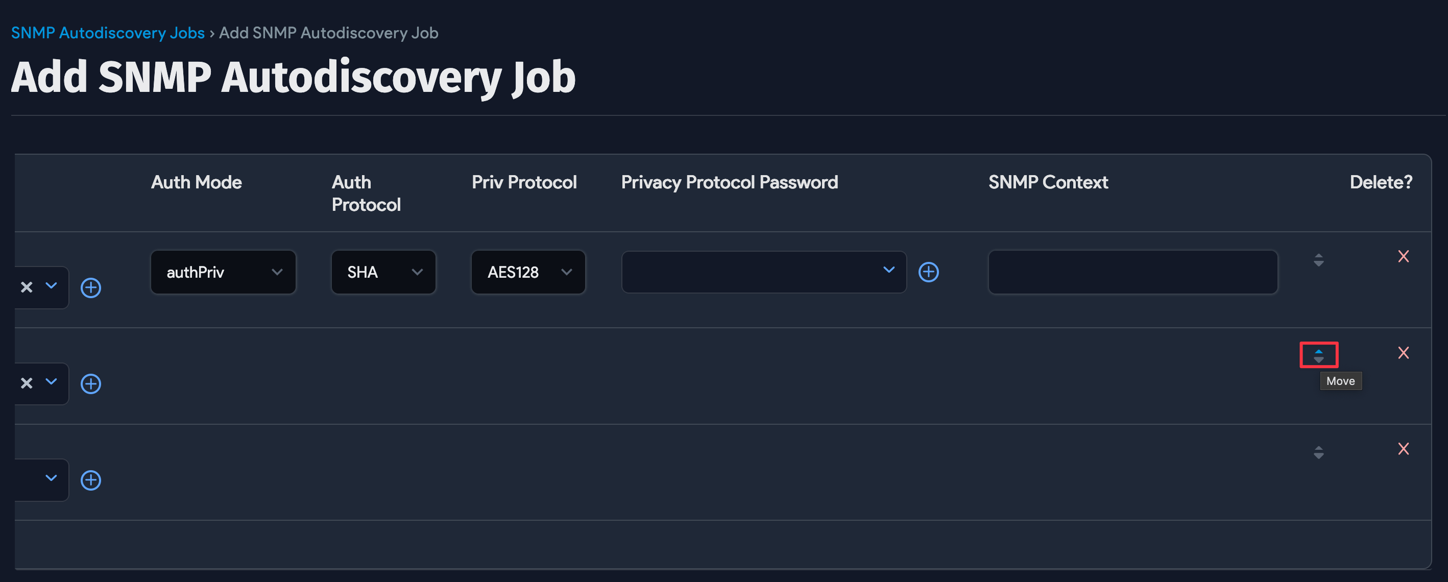 Move SNMP credentials