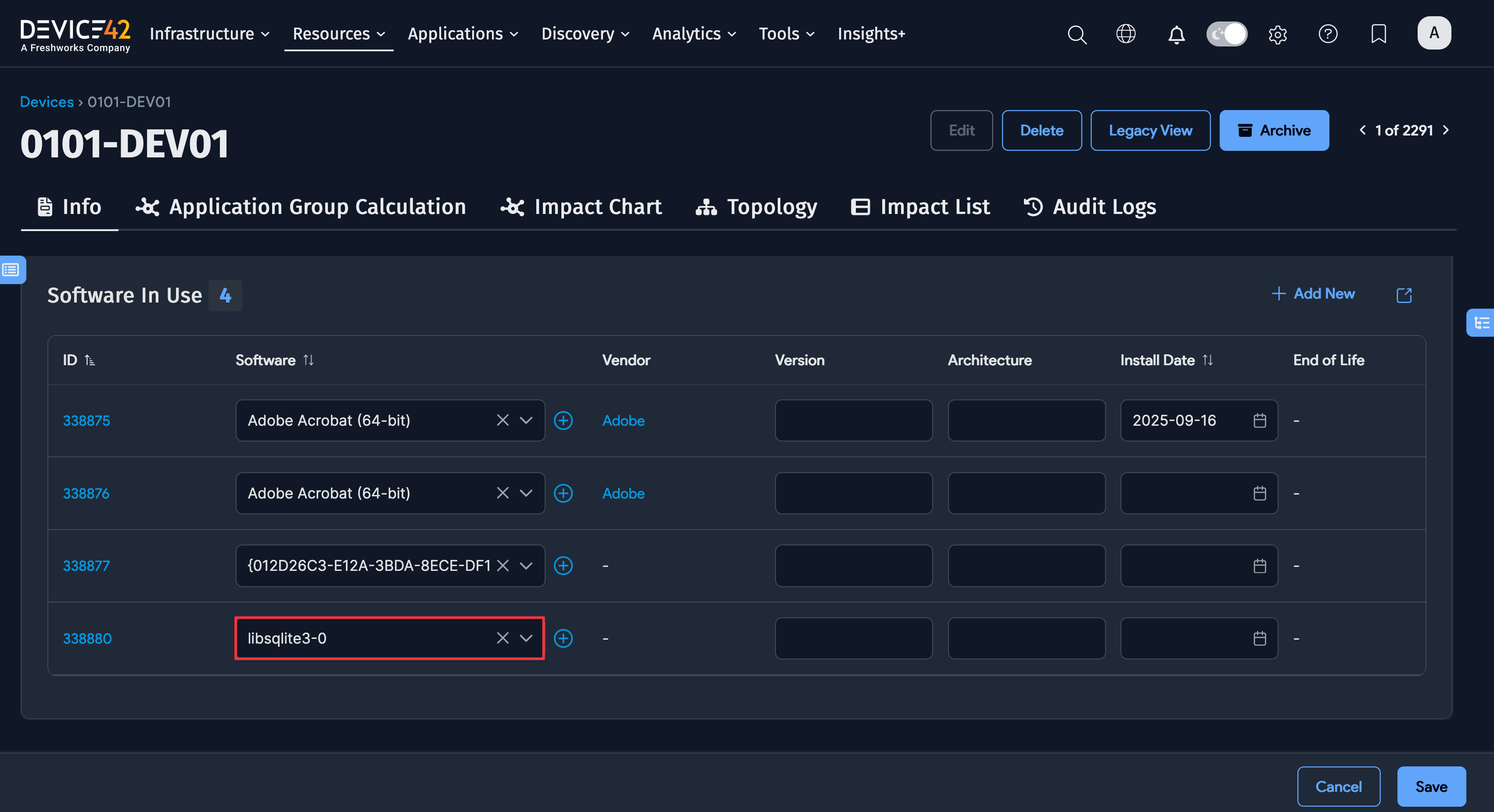 Add prohibited software to device