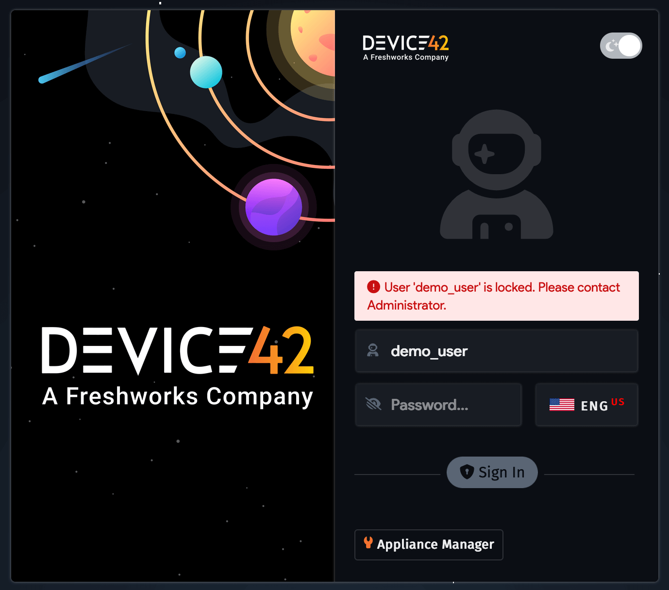 Login page with locked account alert