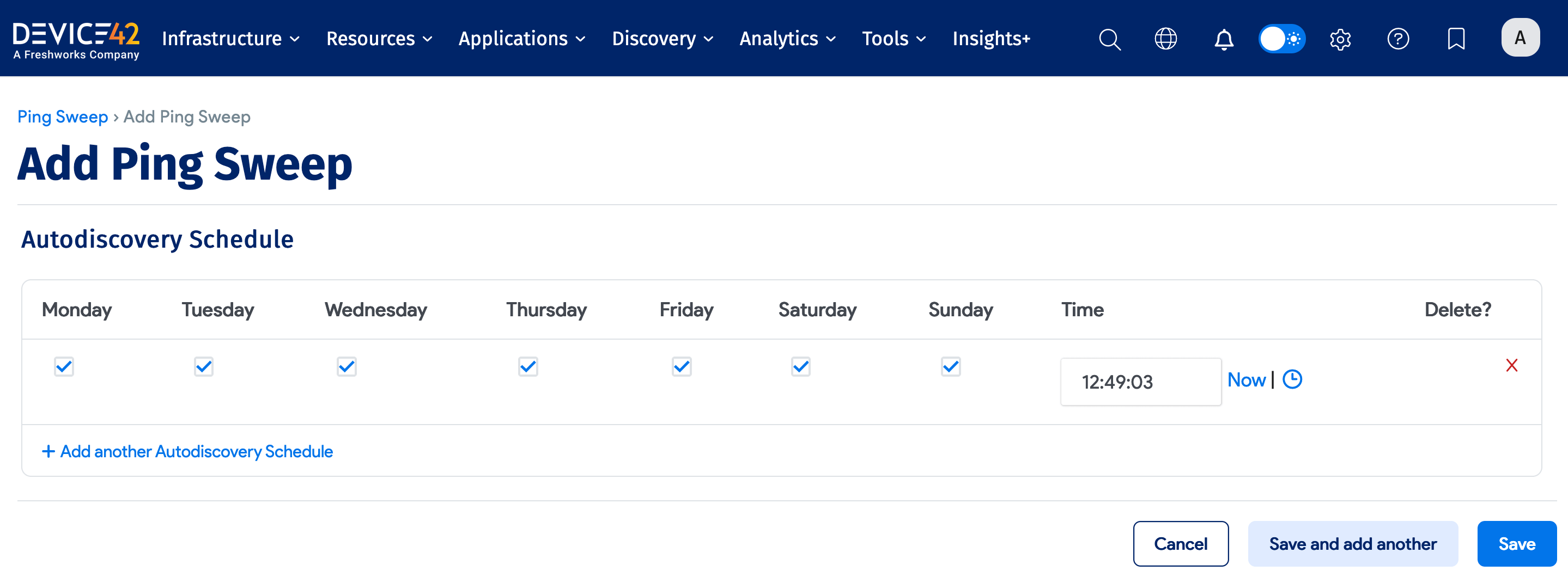 Schedule discovery job