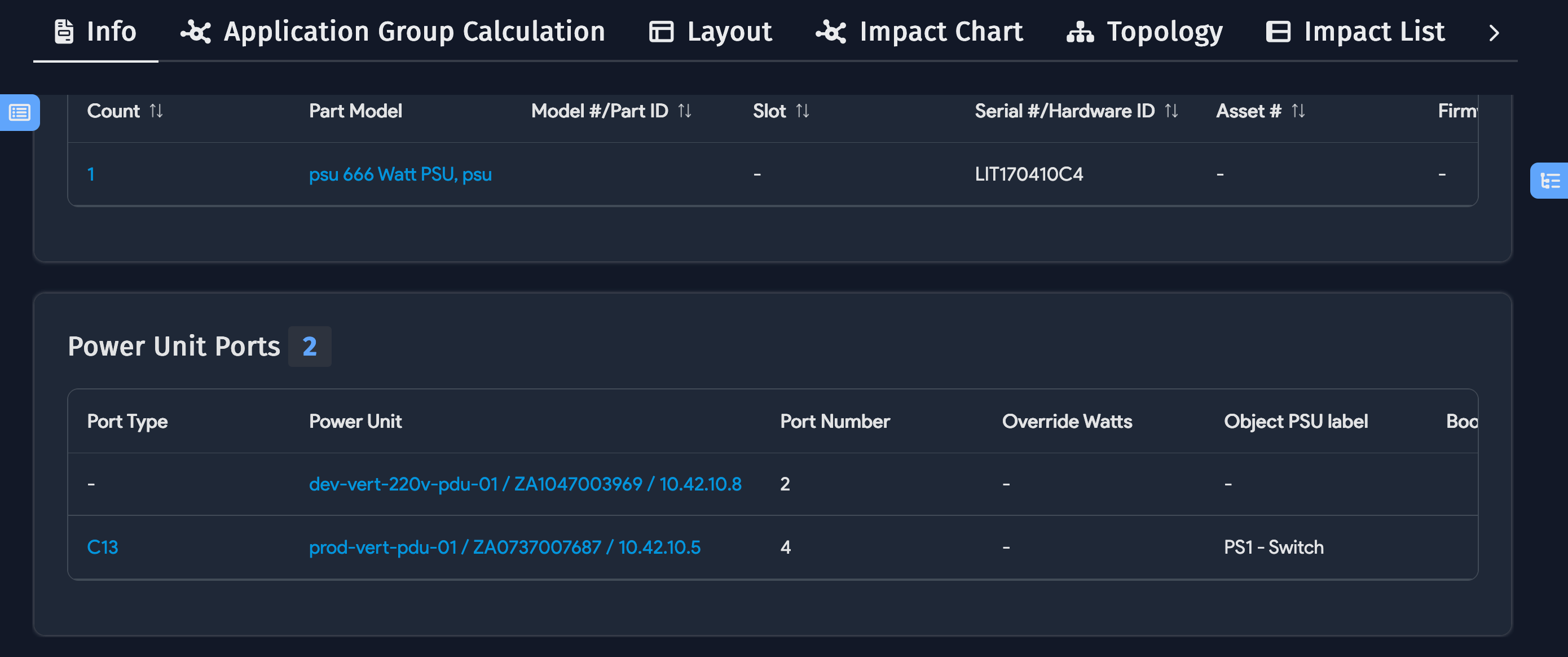 PDU Ports on Device View