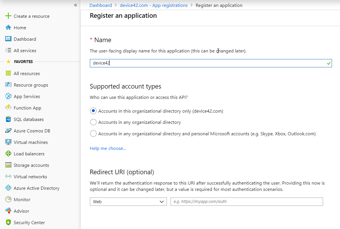 Create a new Azure User