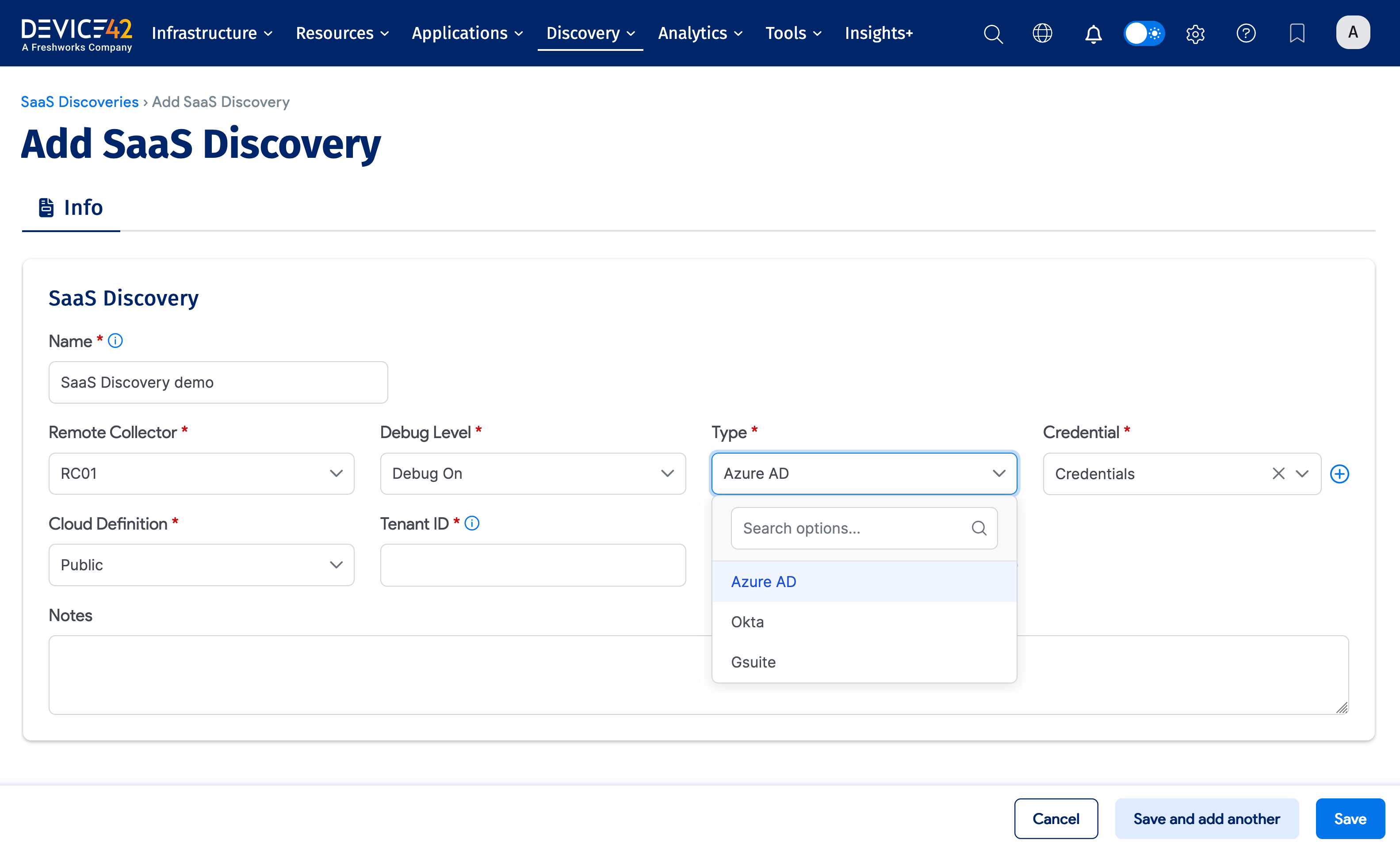 SaaS discovery job form