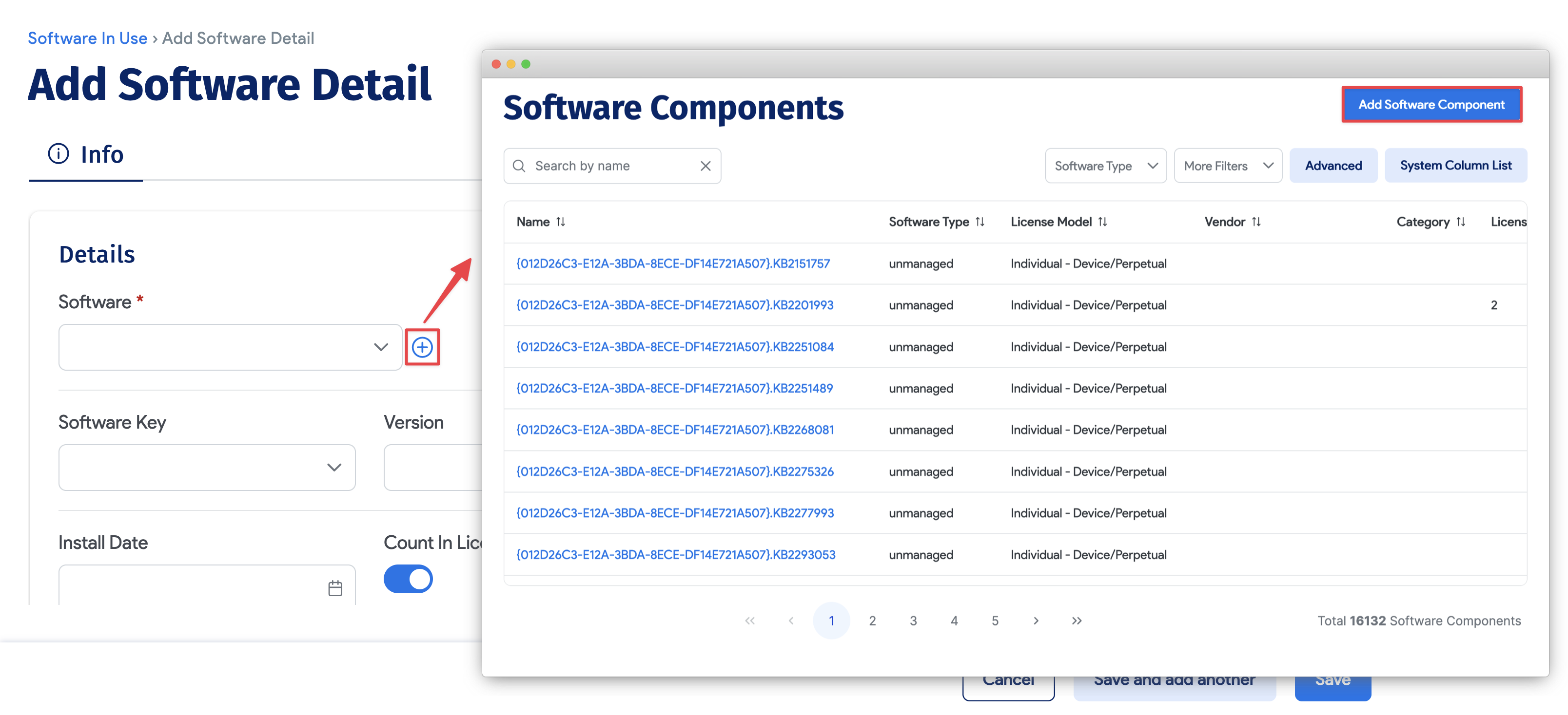 Select software component