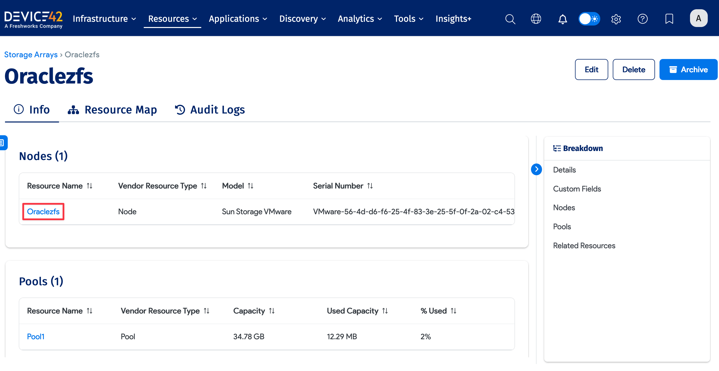 Storage array example