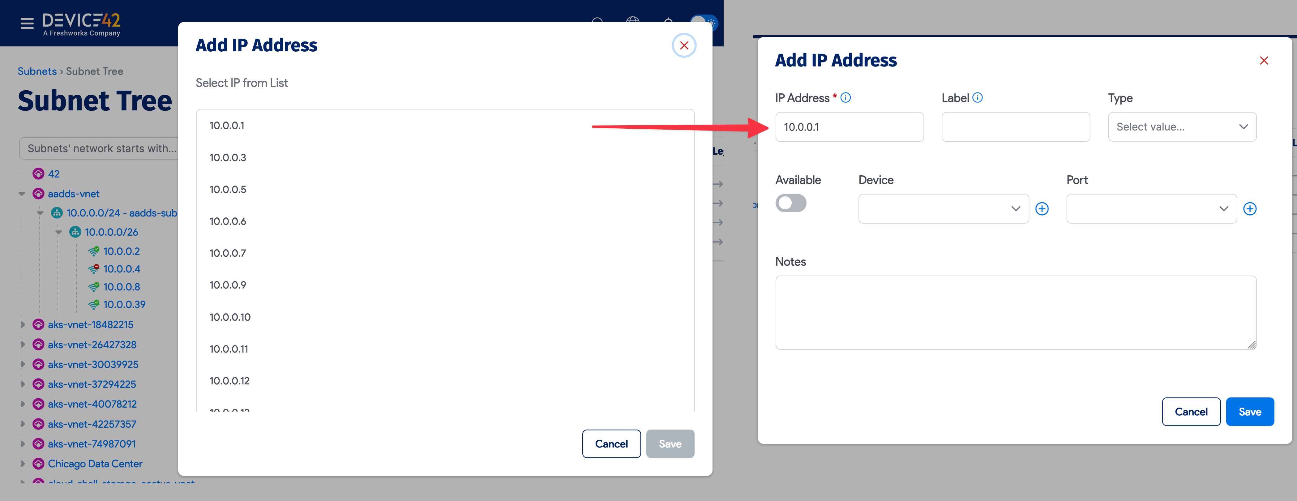 Add new IPs from the tree view