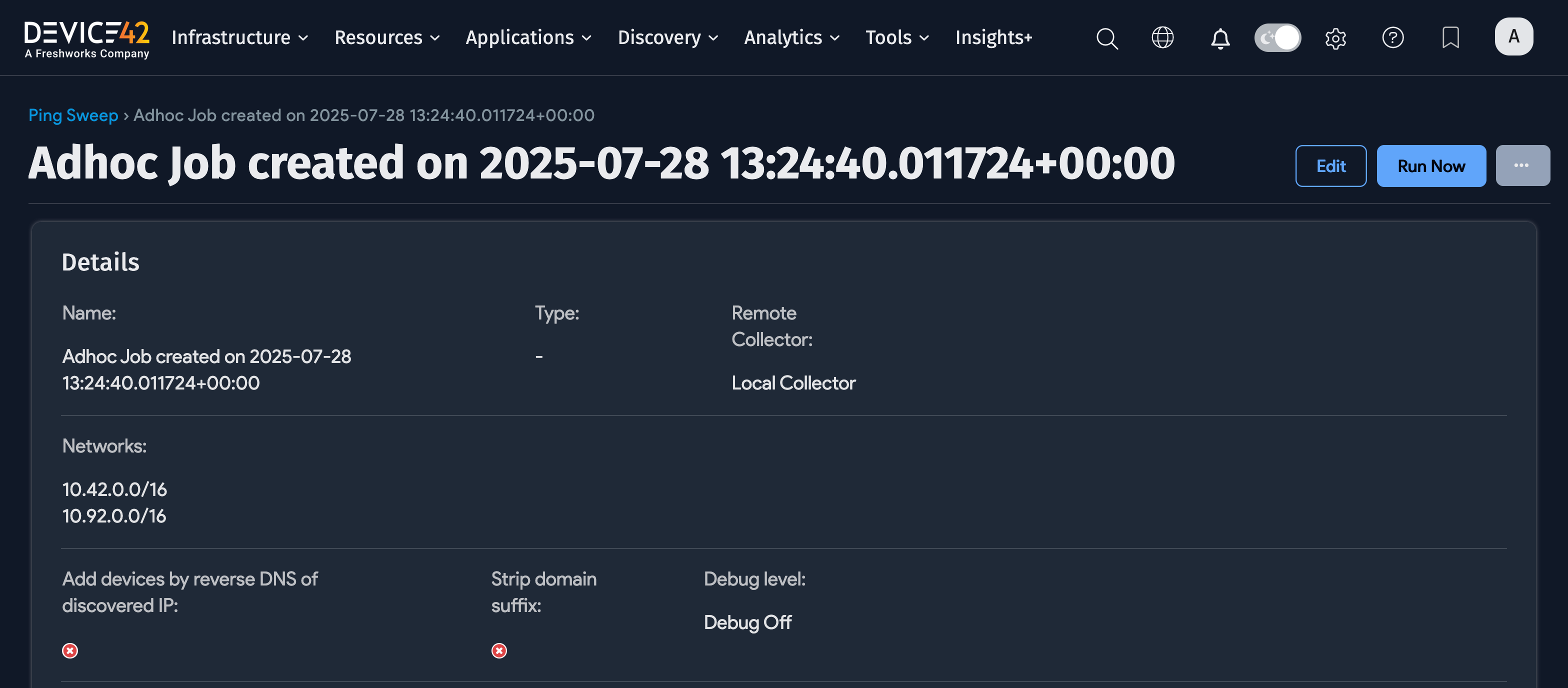 View Adhoc ping sweep