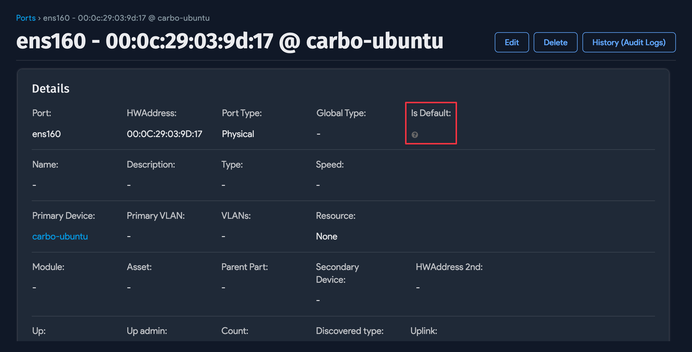 Default port property