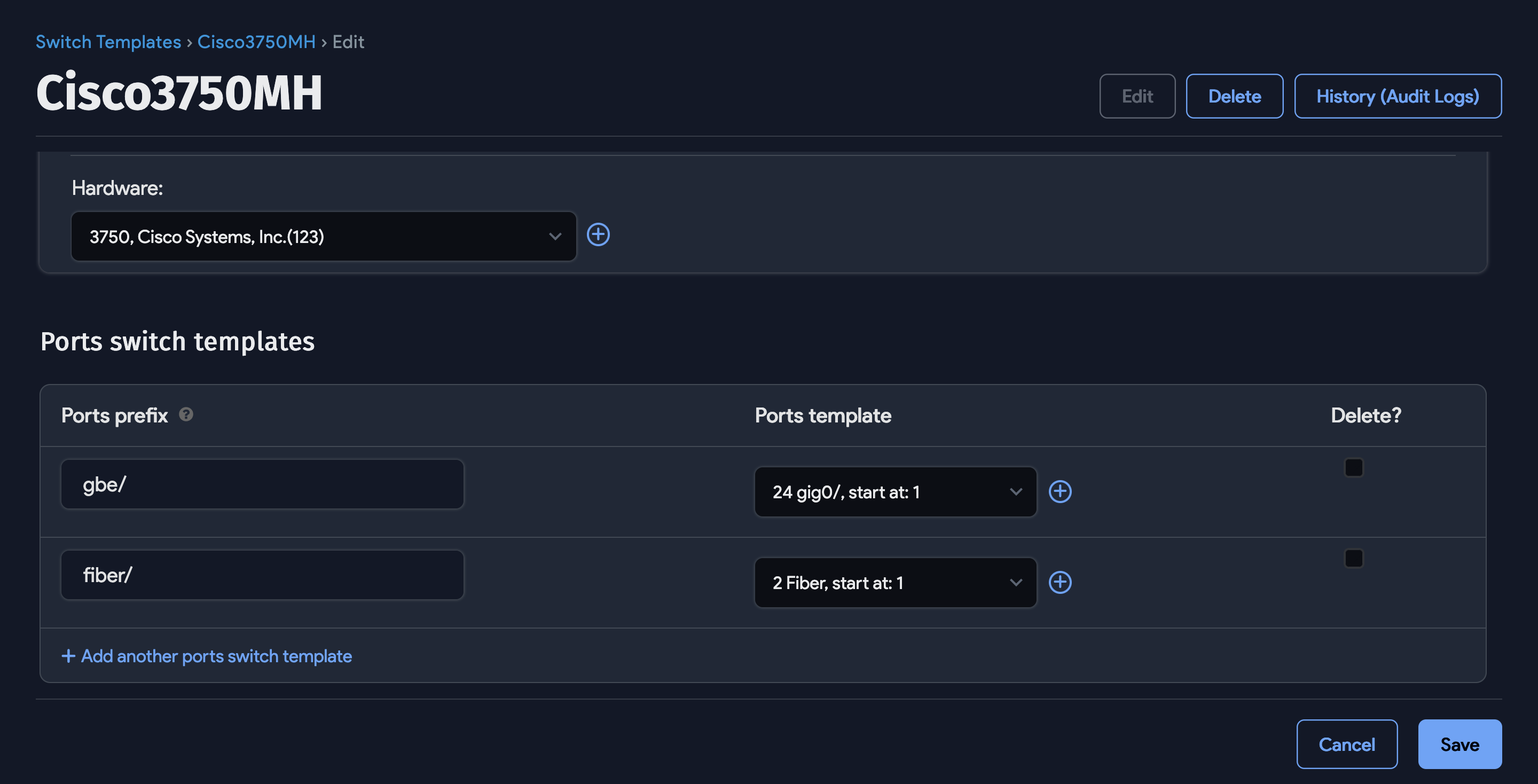 Switch template singular switch