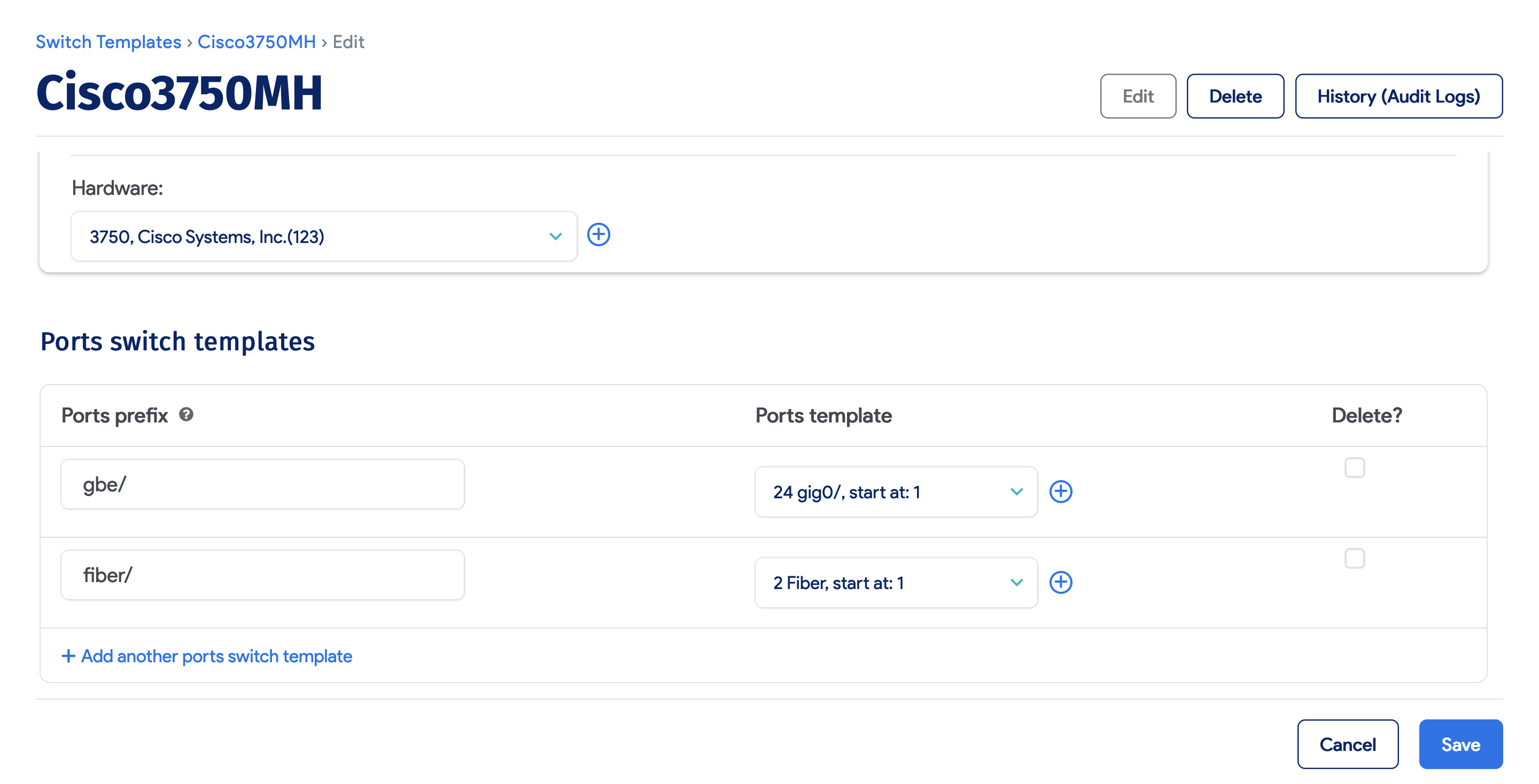 Switch template singular switch