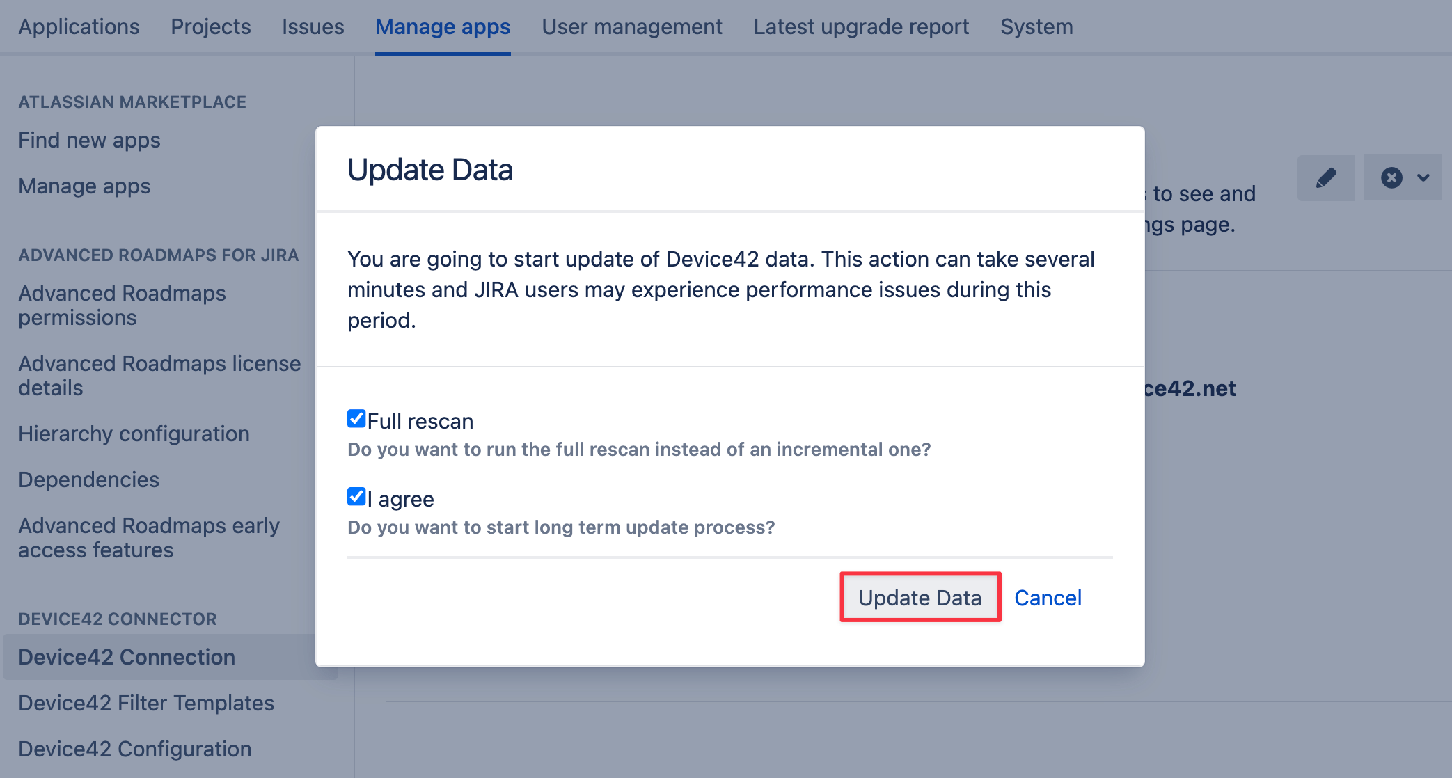 Initial connection config