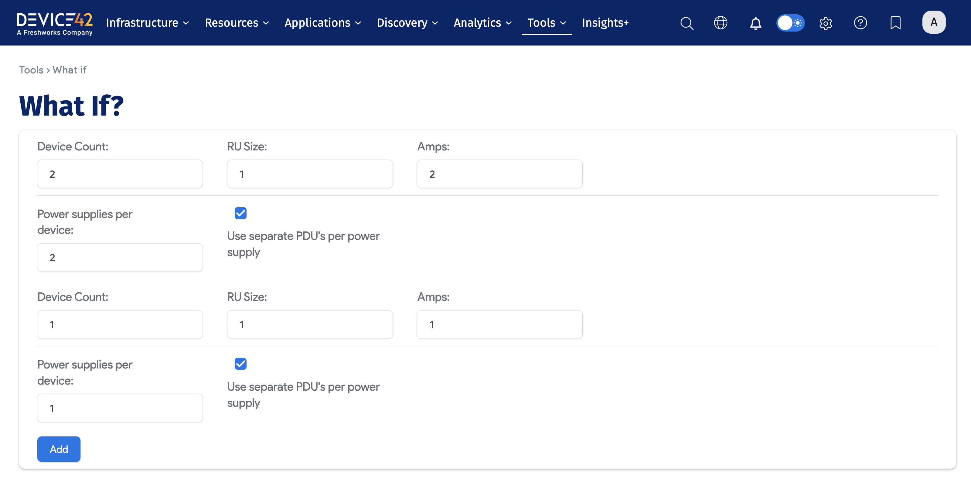Device configuration form