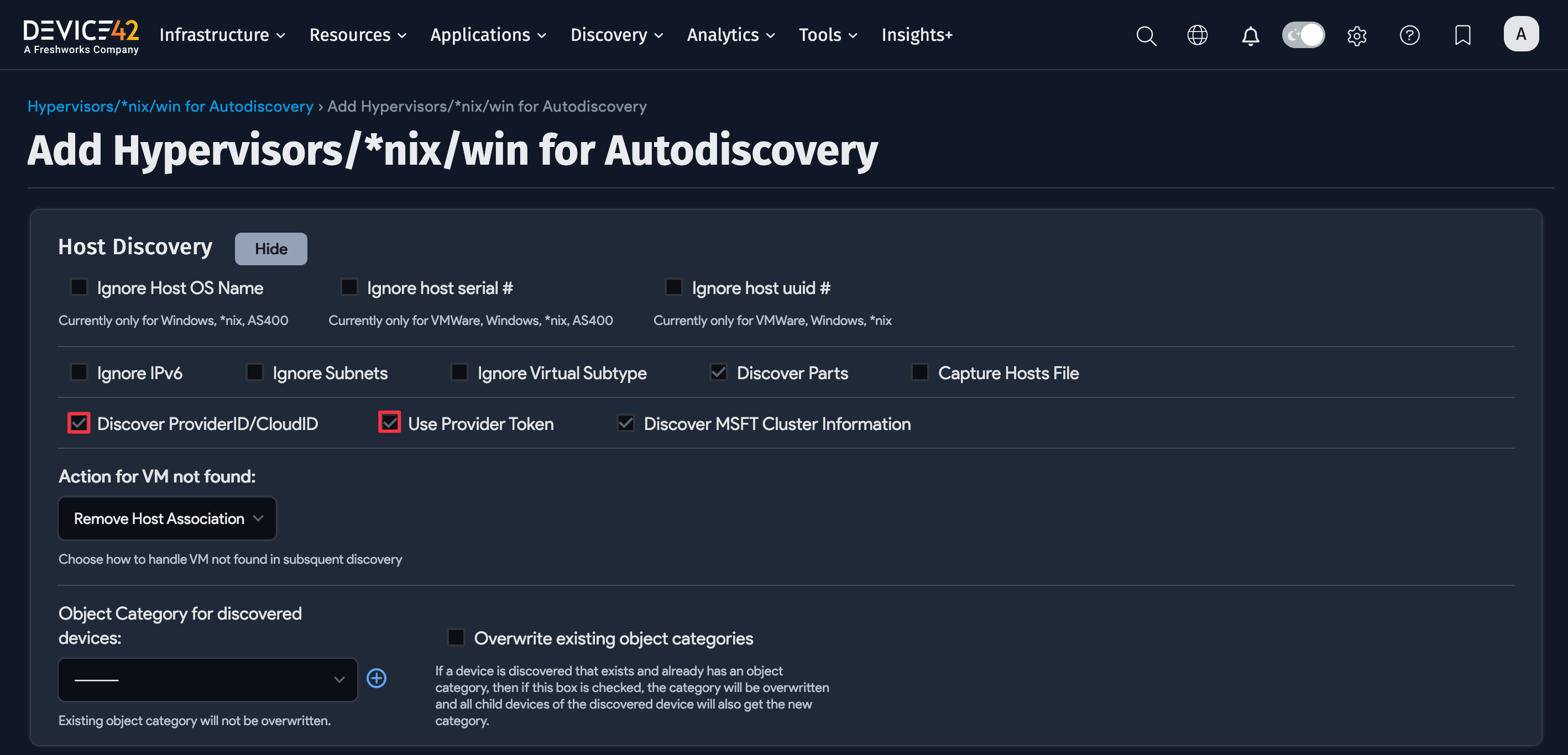 Host Discovery options