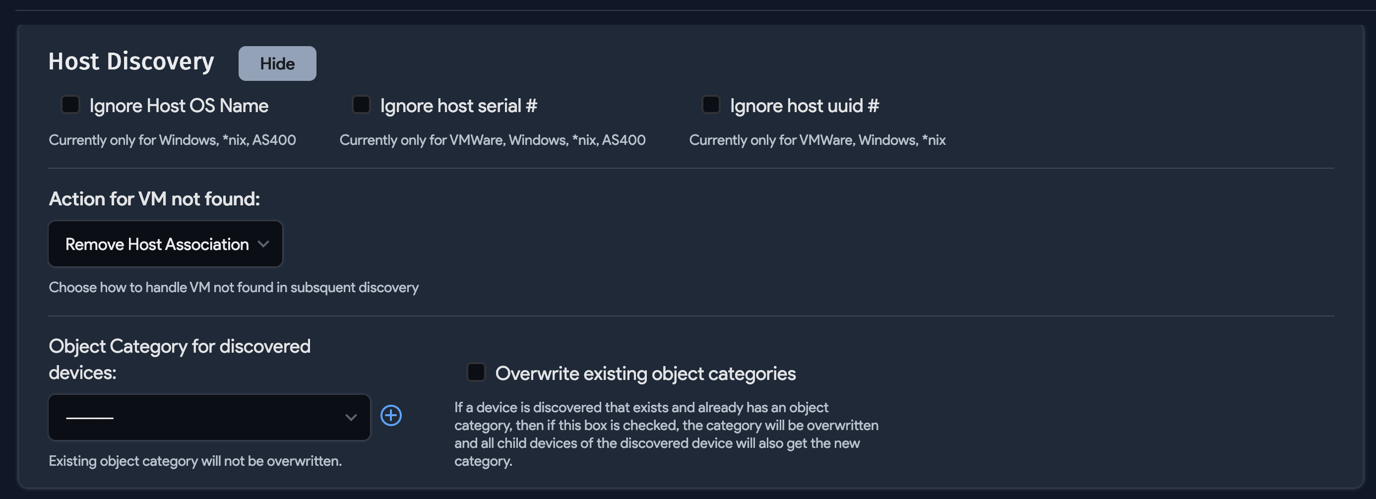 Host Discovery options